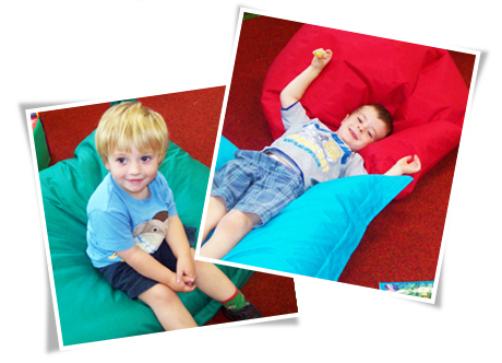Children on Bean Bags.